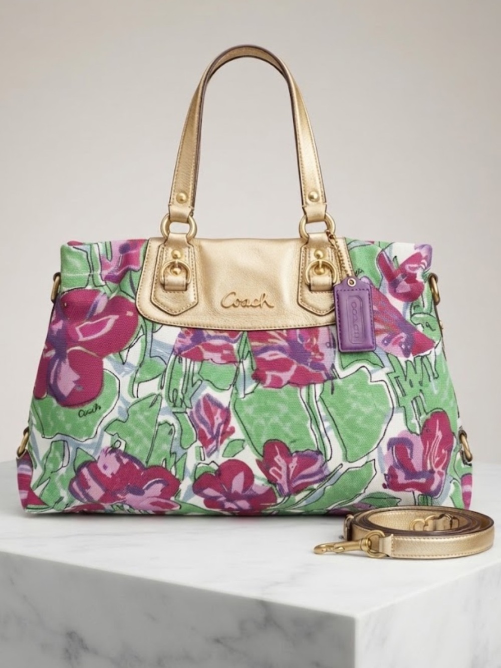 Coach Ashley Floral Multicolor Satchel Hobo Shoulder Bag